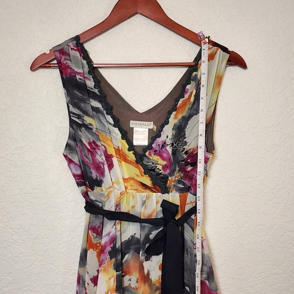 Farinelli Multicolor Abstract Print Midi Dress Size S Tie Belt Resort Feminine - Picture 6 of 11